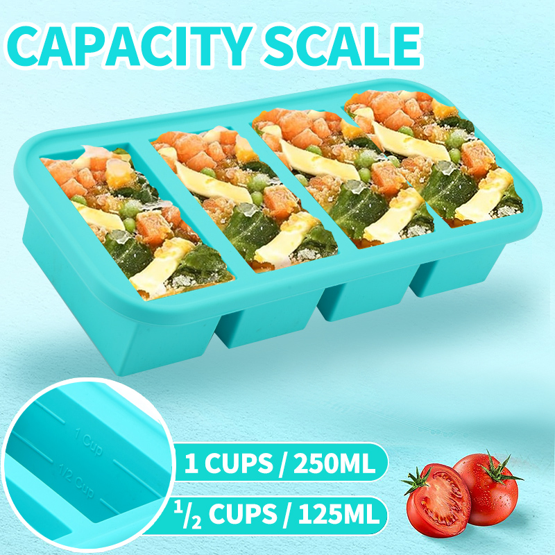 Meal Prep Template - 4개의 실리콘 냉동고용 몰드 - 강화된